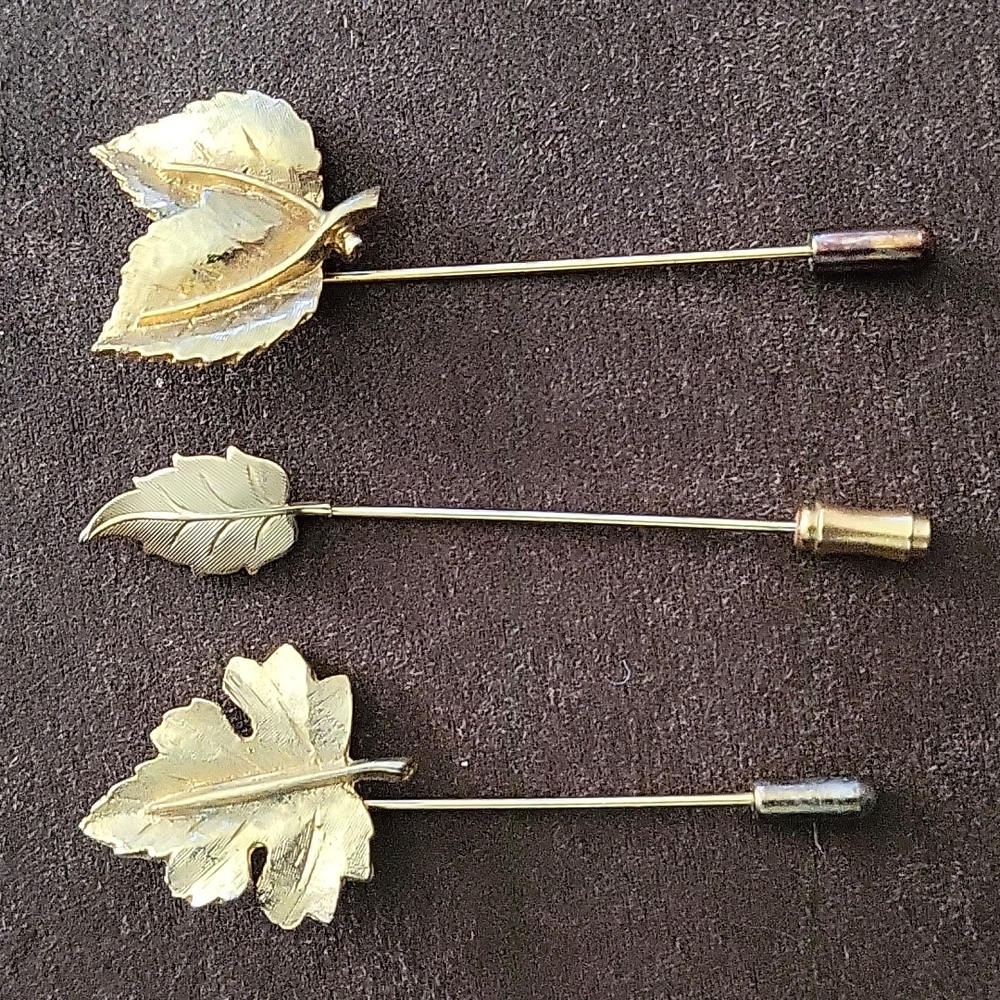 3 Leaf stick pins for hat/lapel